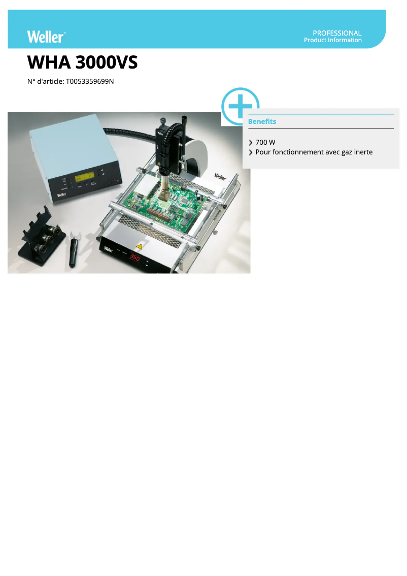 Page n°1 - Fiche technique Weller WHA 3000VS