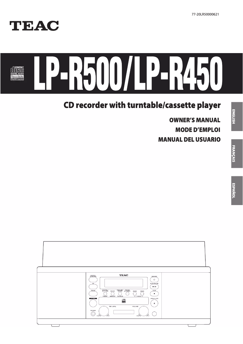 Image de la première page du manuel de l'appareil LP-R500A