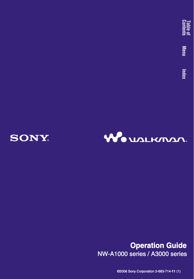 Image de la première page du manuel de l'appareil Walkman NW-A1000