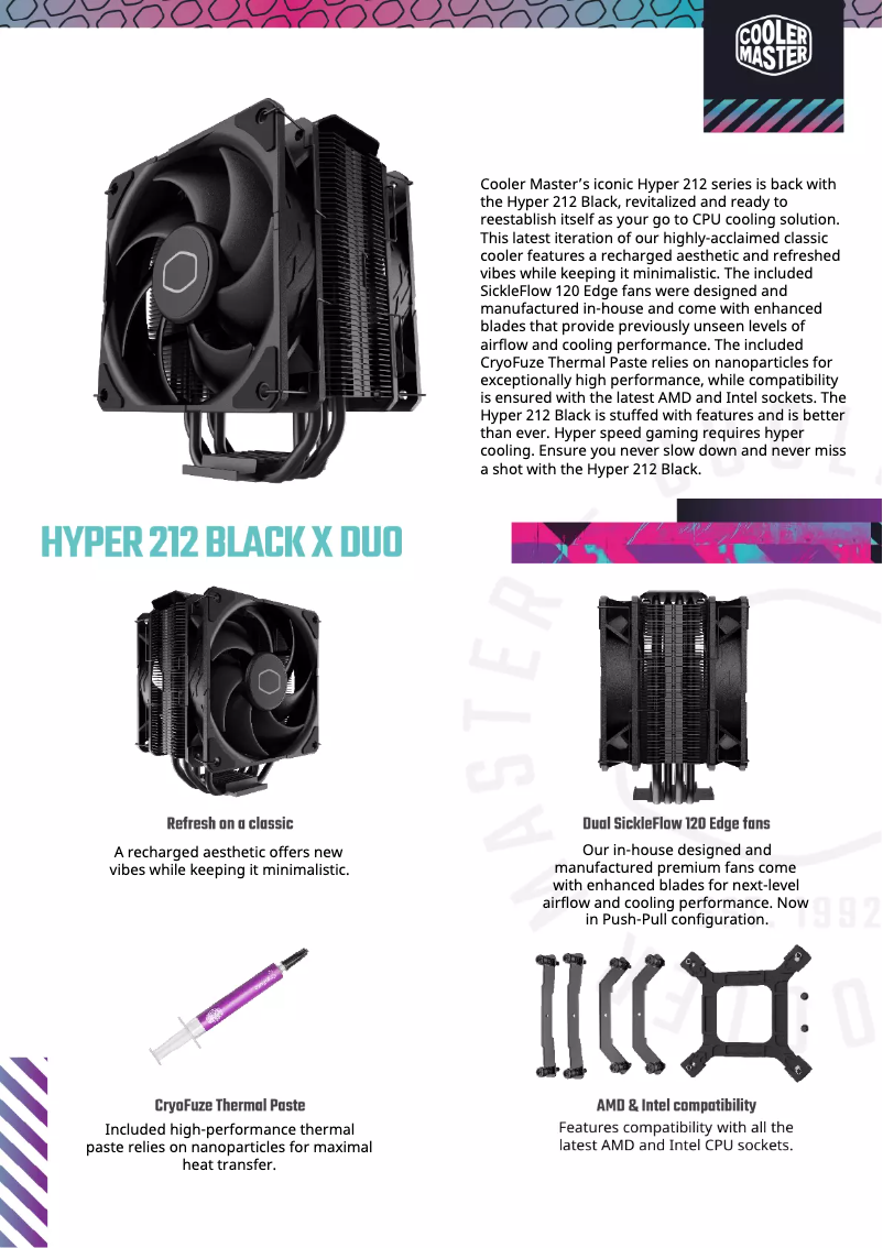 Page 1 de la notice Fiche technique Cooler Master Hyper 212 Black X Duo
