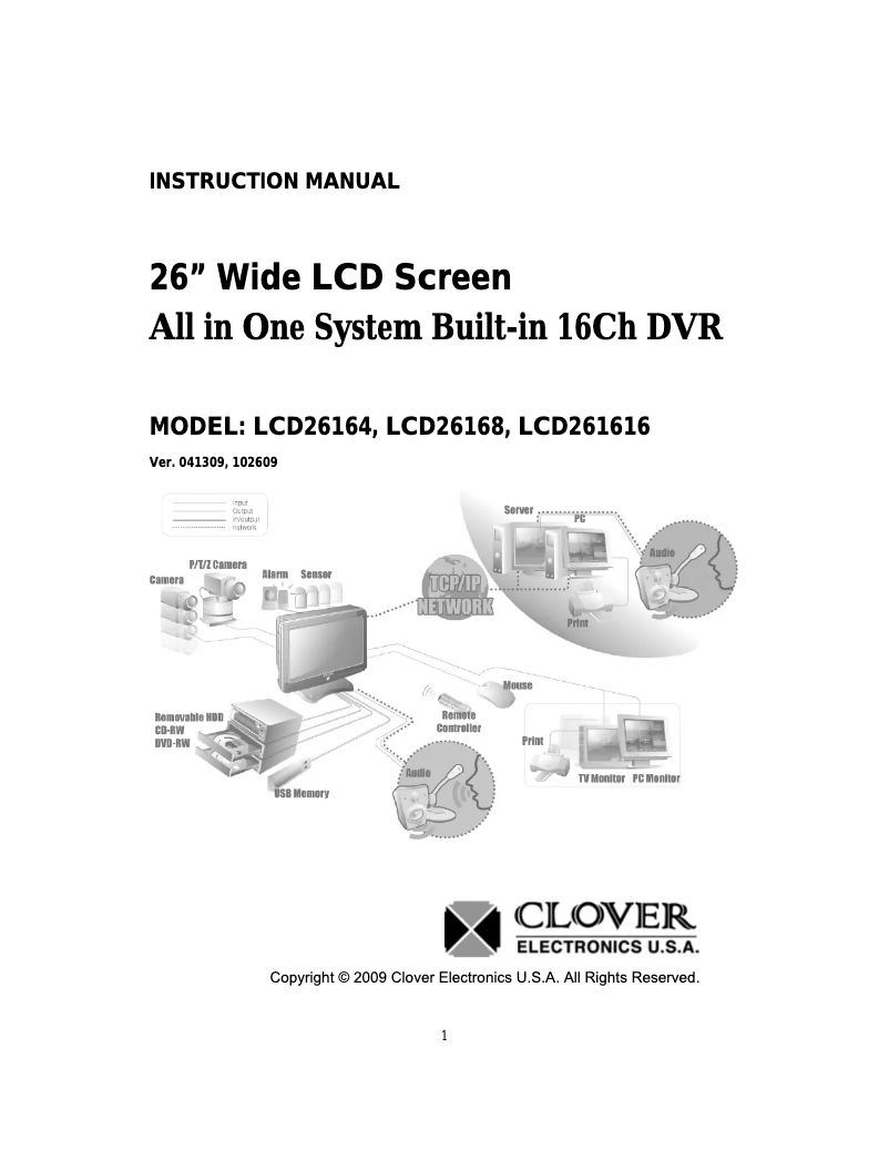 Page 1 de la notice Manuel utilisateur Clover Electronics LCD26164