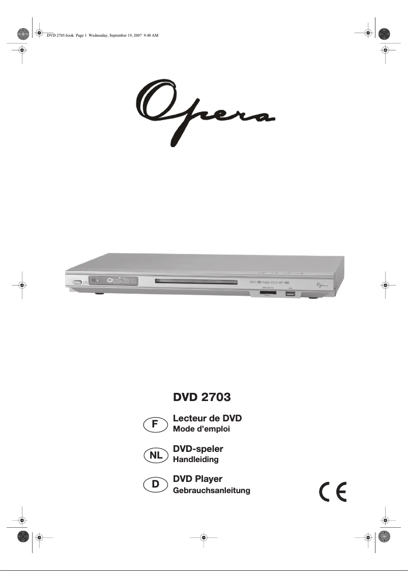Page 1 de la notice Manuel utilisateur Opera DVD2703