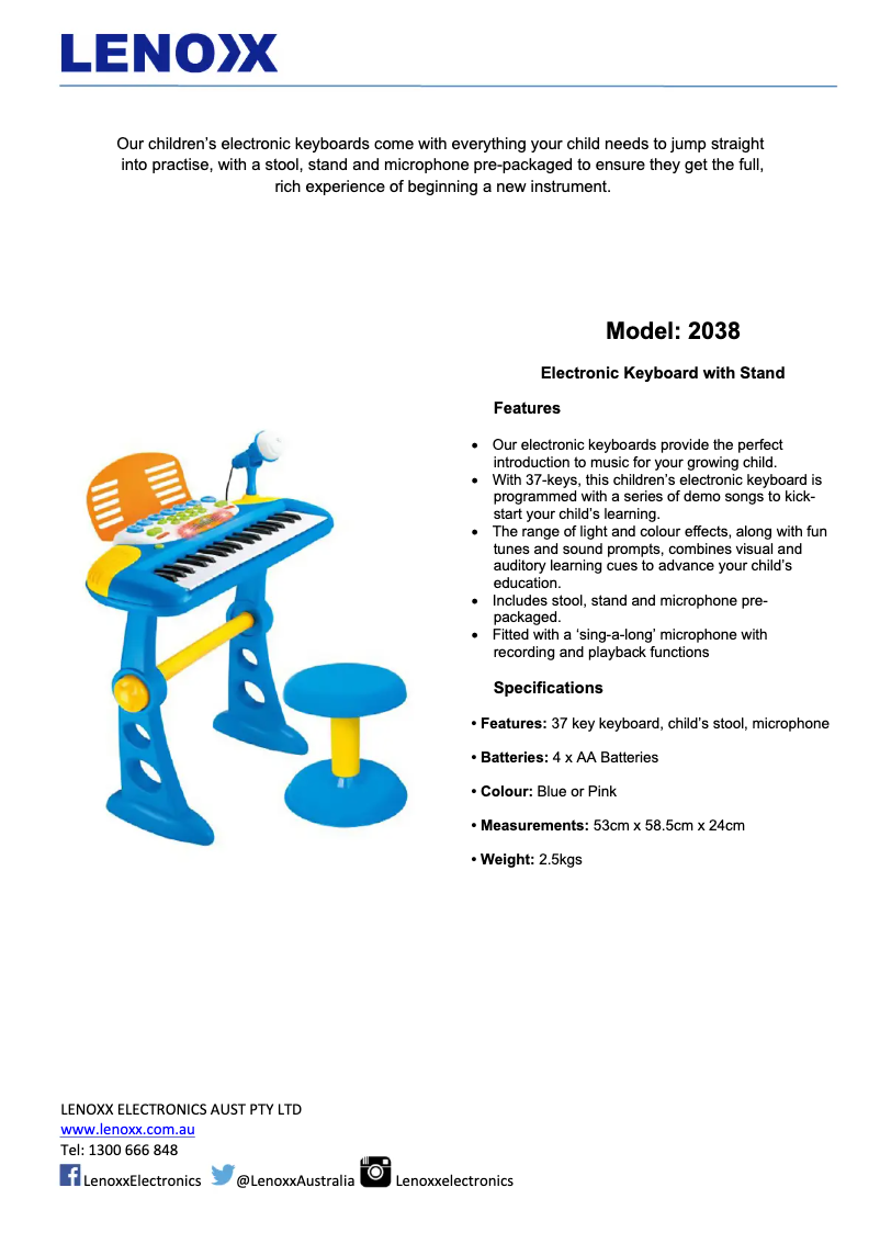 Page n°1 - Fiche technique Gem Toys 2038