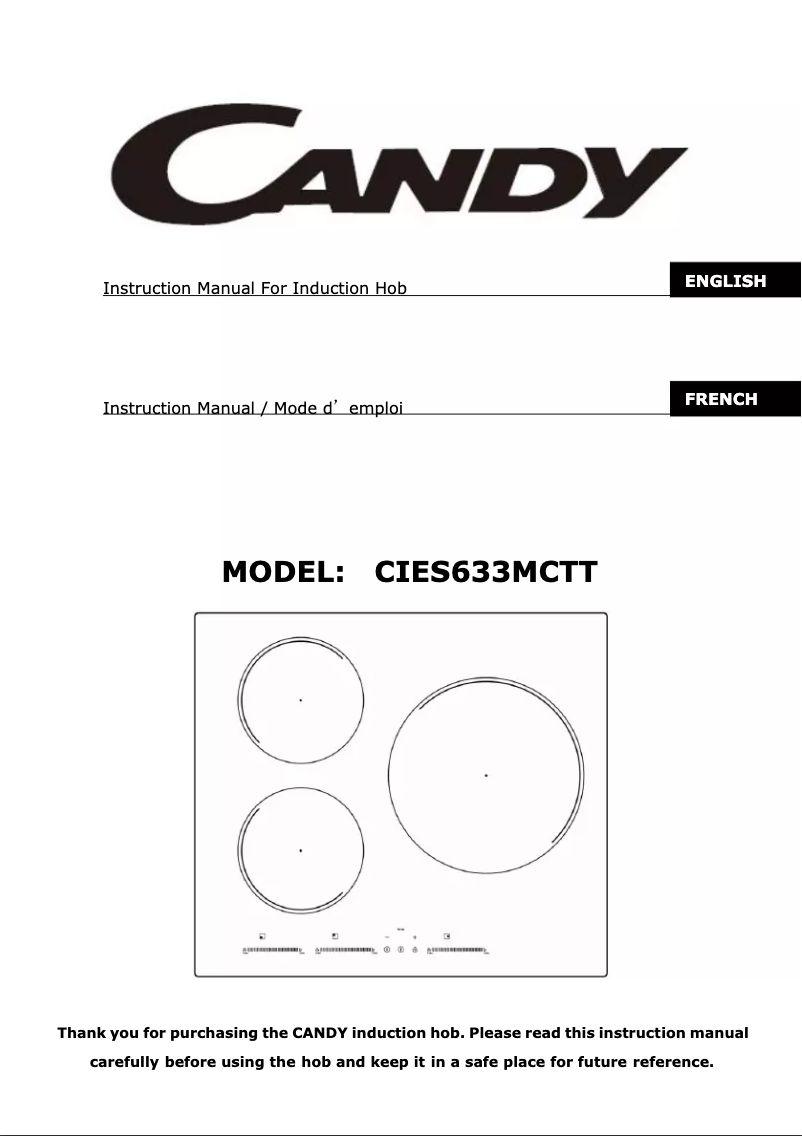 Page 1 de la notice Mode d'emploi Candy CIES633MCTT