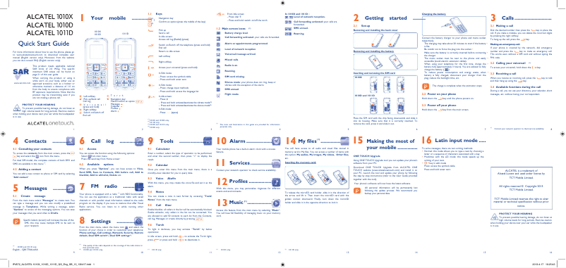 Page 1 de la notice Guide de démarrage rapide Alcatel One Touch 1011D