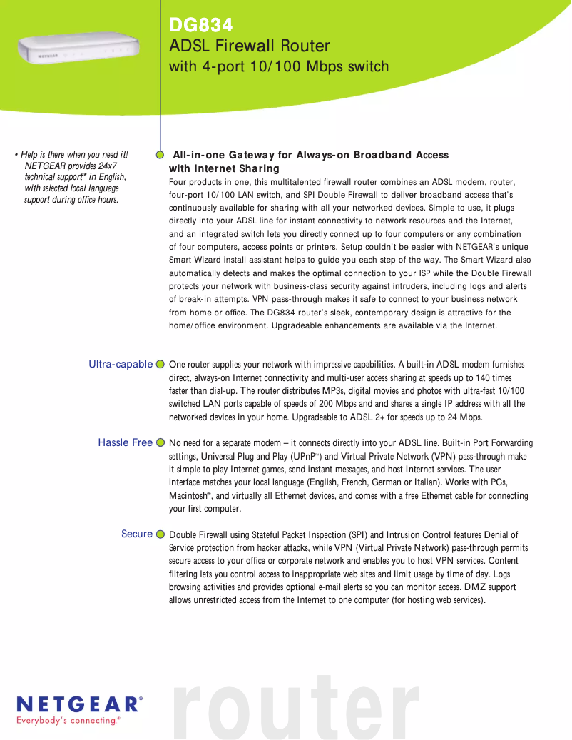 Image de la première page du manuel de l'appareil DG834