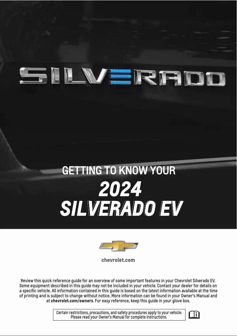 Page 1 de la notice Guide de démarrage rapide Chevrolet Silverado EV (2024)