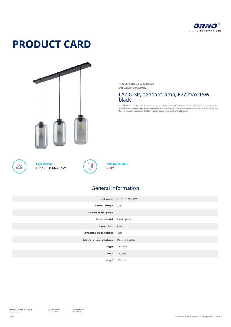 Image de la première page du manuel de l'appareil AD-LD-6229BE27S