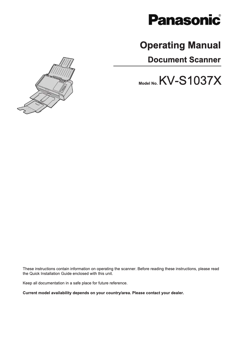 Image de la première page du manuel de l'appareil KV-S1037X