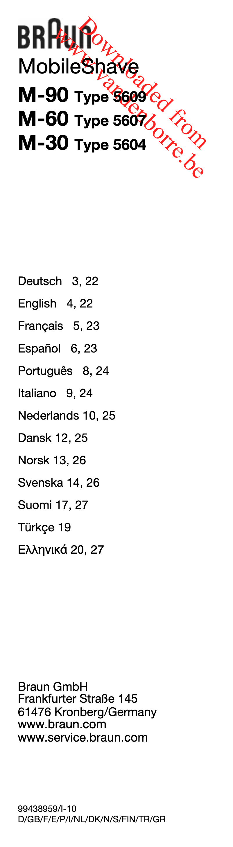 Page 1 de la notice Manuel utilisateur Braun MobileShave M60b