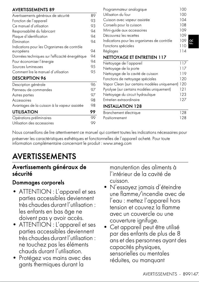 Page n°1 - Manuel utilisateur Smeg SOP6101S2B3