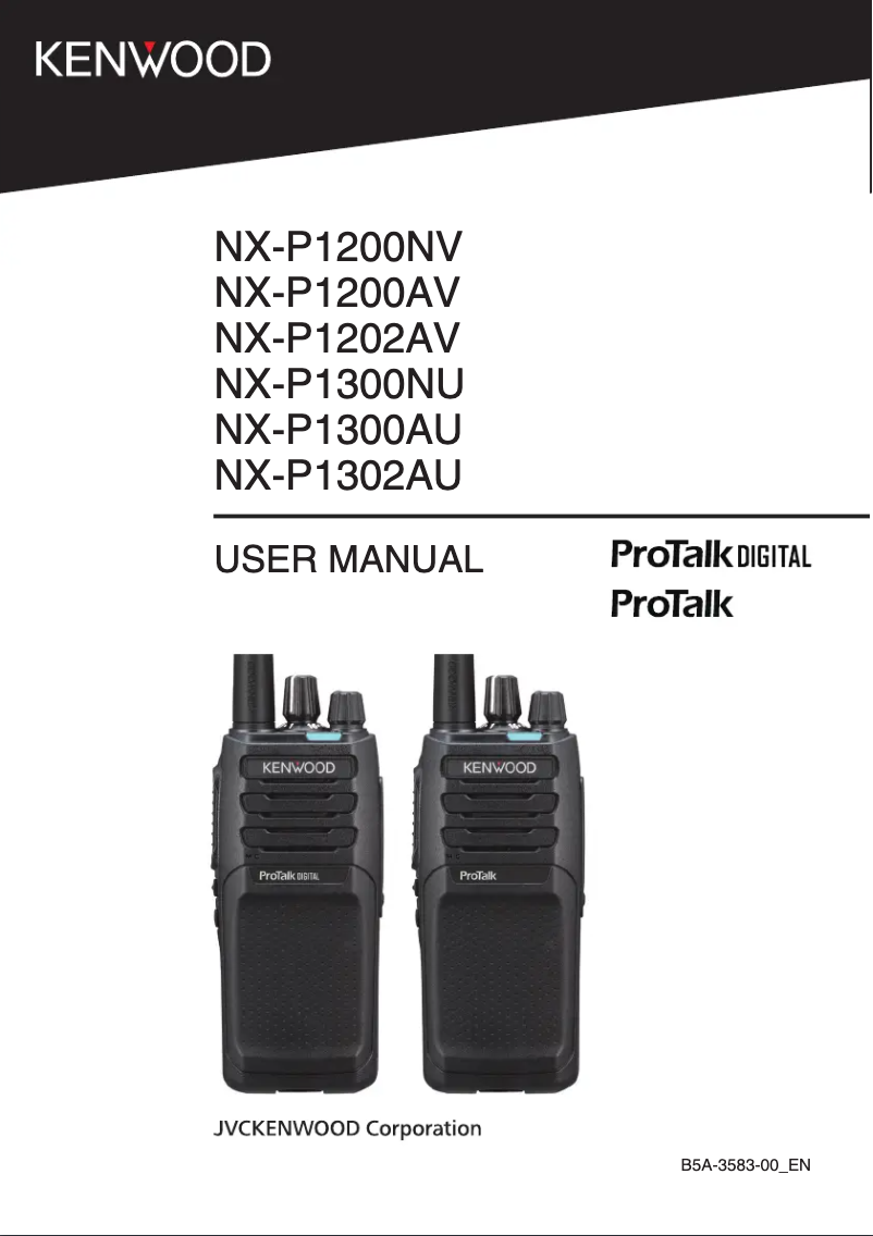 Image de la première page du manuel de l'appareil ProTalk NX-P1300AU