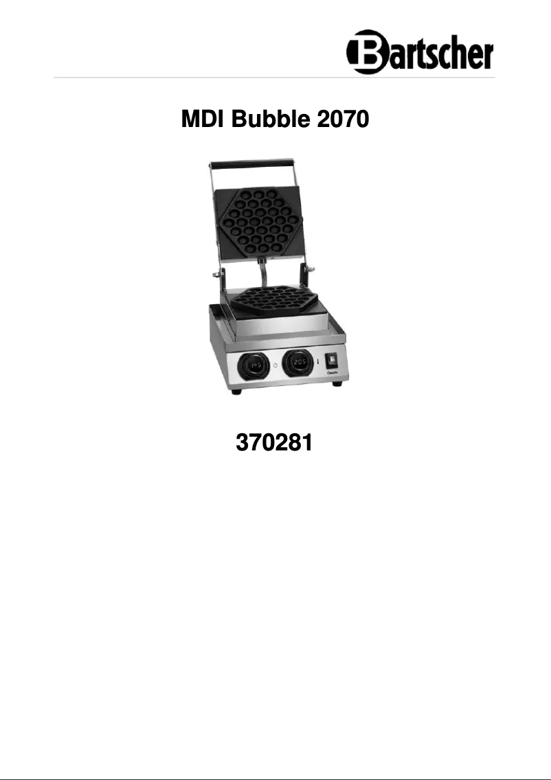 Página 1 del manual Manual de usuario Bartscher MDI Bubble 2070