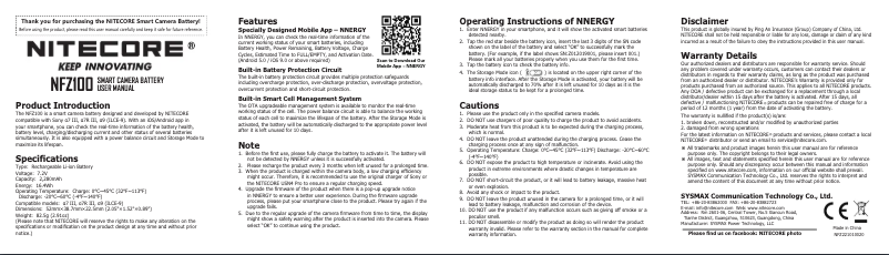 Page n°1 - Manuel utilisateur Nitecore NFZ100