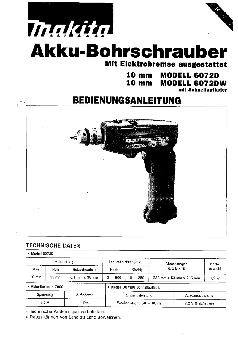 Page 1 de la notice Manuel utilisateur Makita 6072DW