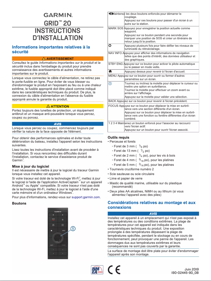 Page n°1 - Guide d'installation Garmin GRID 20