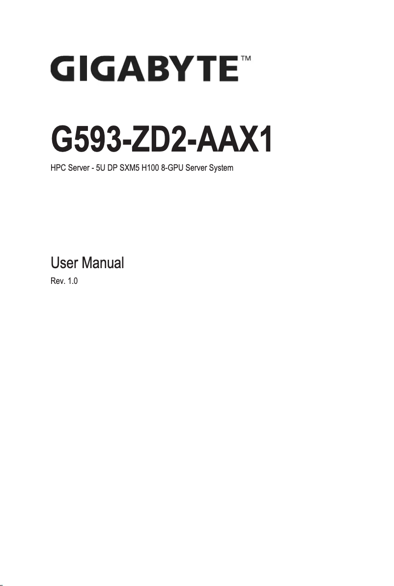 Page 1 de la notice Manuel utilisateur Gigabyte G593-ZD2