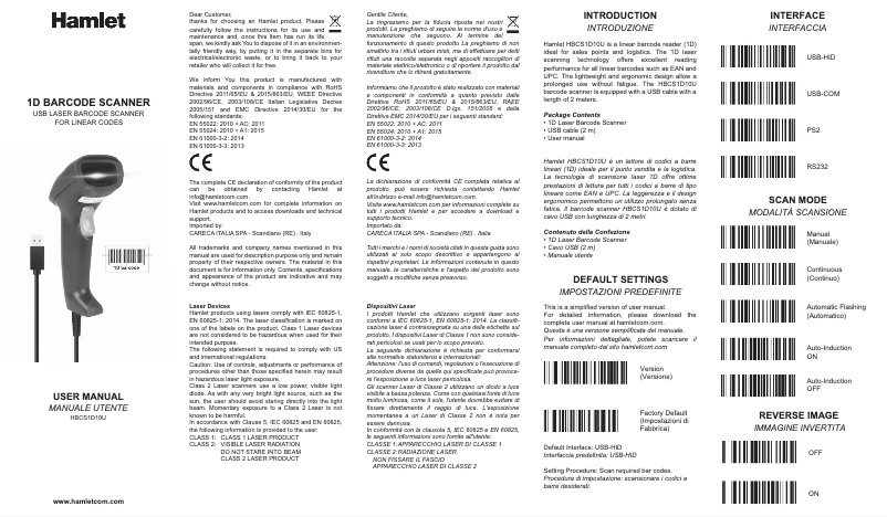 Image de la première page du manuel de l'appareil HBCS1D10U