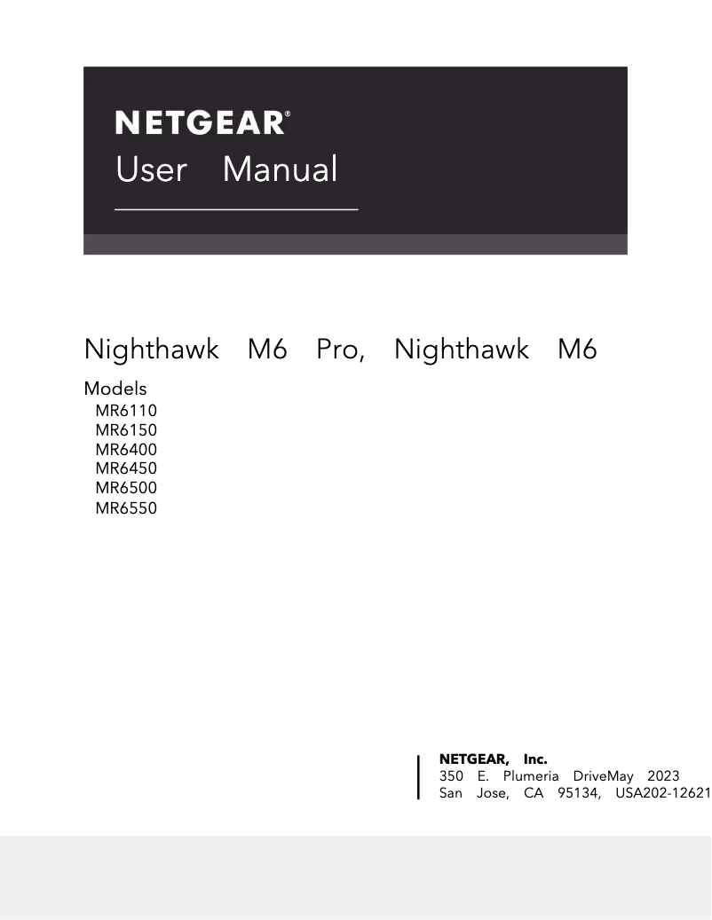 Image de la première page du manuel de l'appareil Nighthawk MR6150