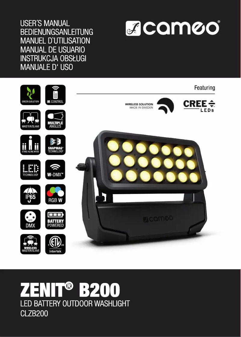 Page n°1 - Manuel utilisateur Cameo ZENIT B200