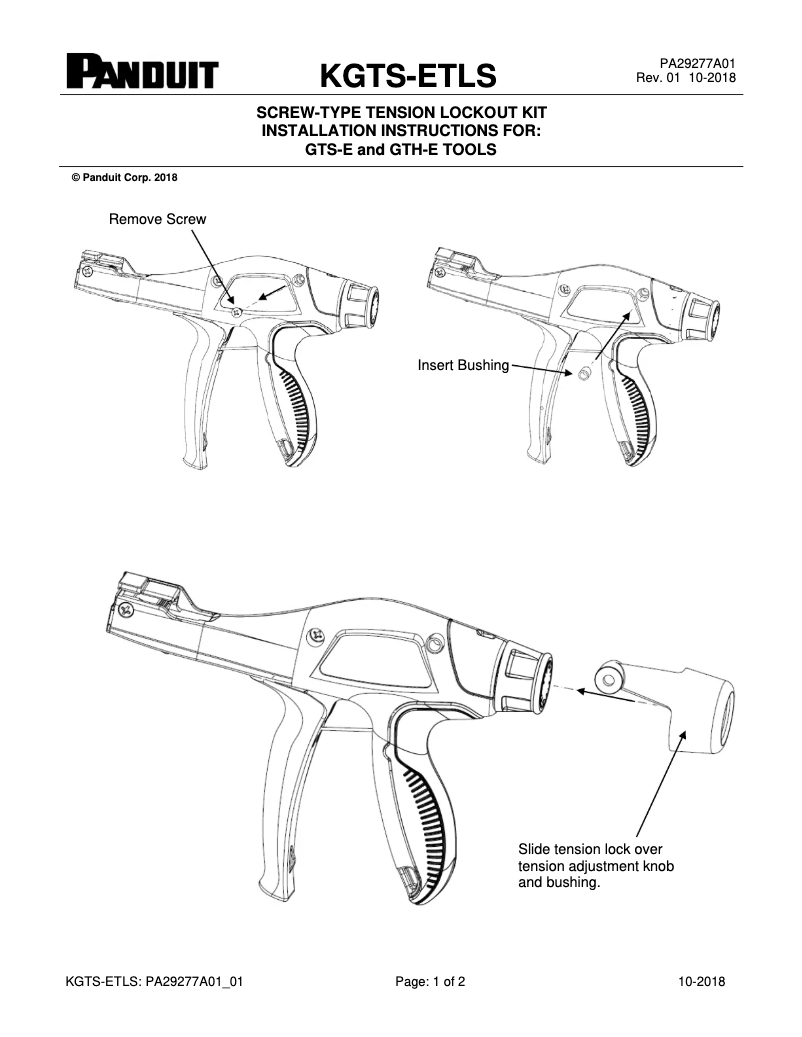 Página 1 del manual Guía de instalación Panduit GTS-E