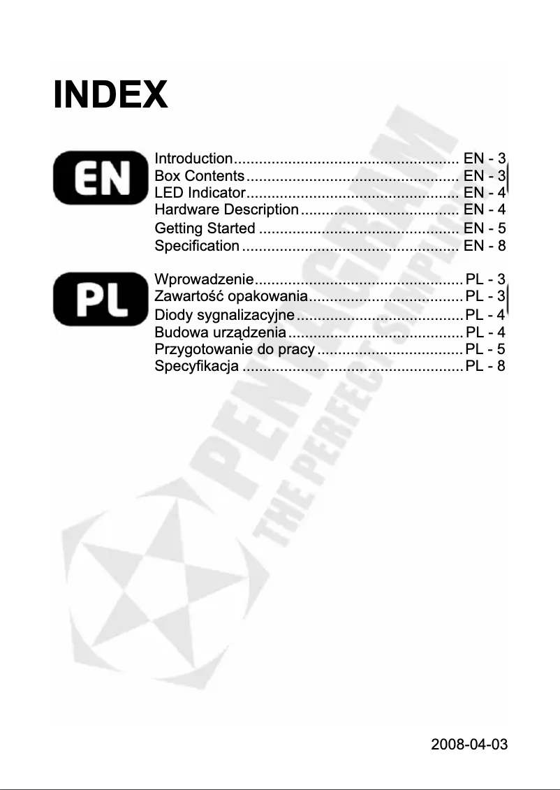 Page 1 de la notice Manuel utilisateur Pentagram PathFinder P 3105