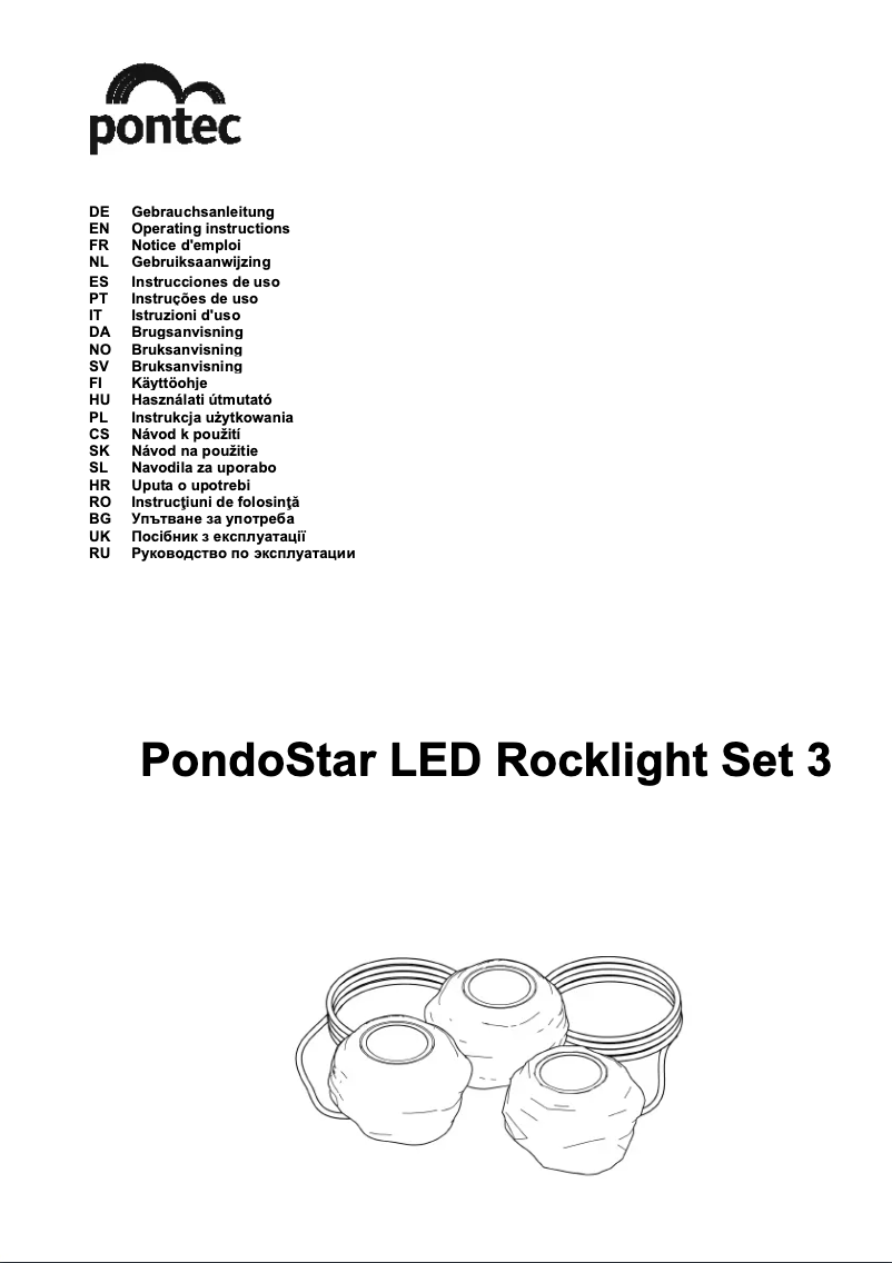 Page 1 de la notice Manuel utilisateur Pontec PondoStar LED Rocklight Set 3
