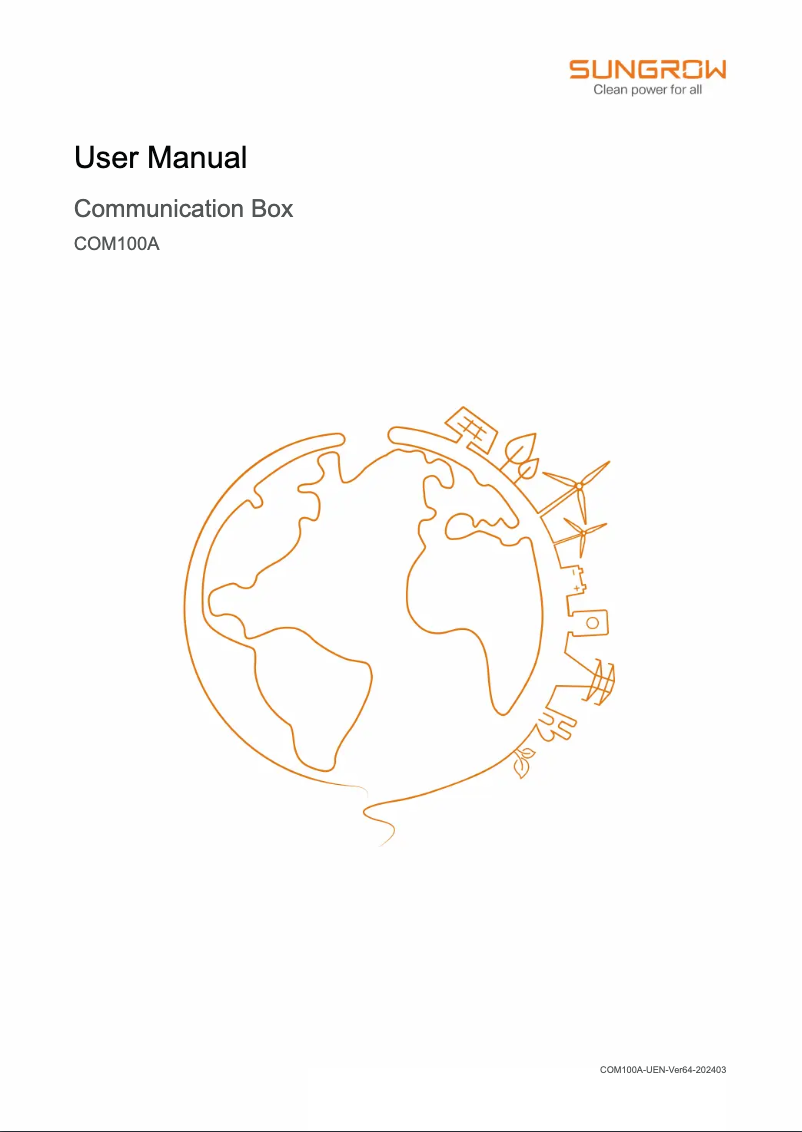 Image de la première page du manuel de l'appareil COM100E