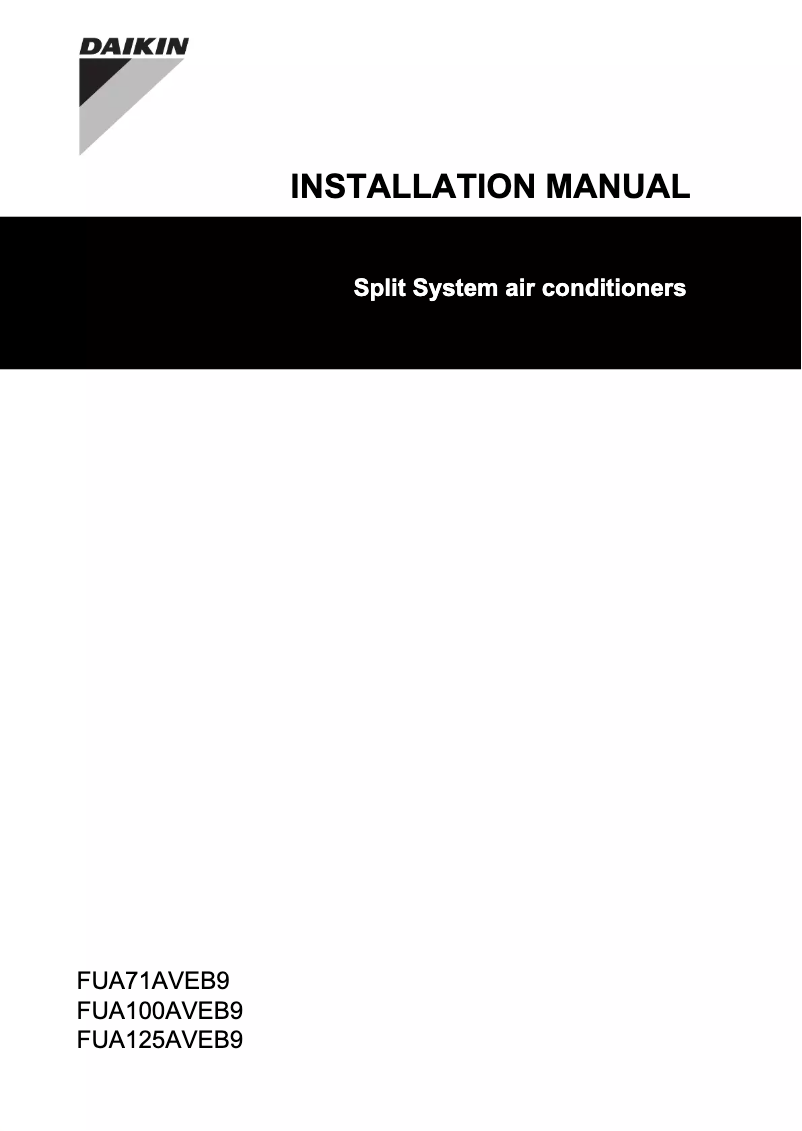 Page 1 de la notice Manuel utilisateur Daikin FUA125AVEB