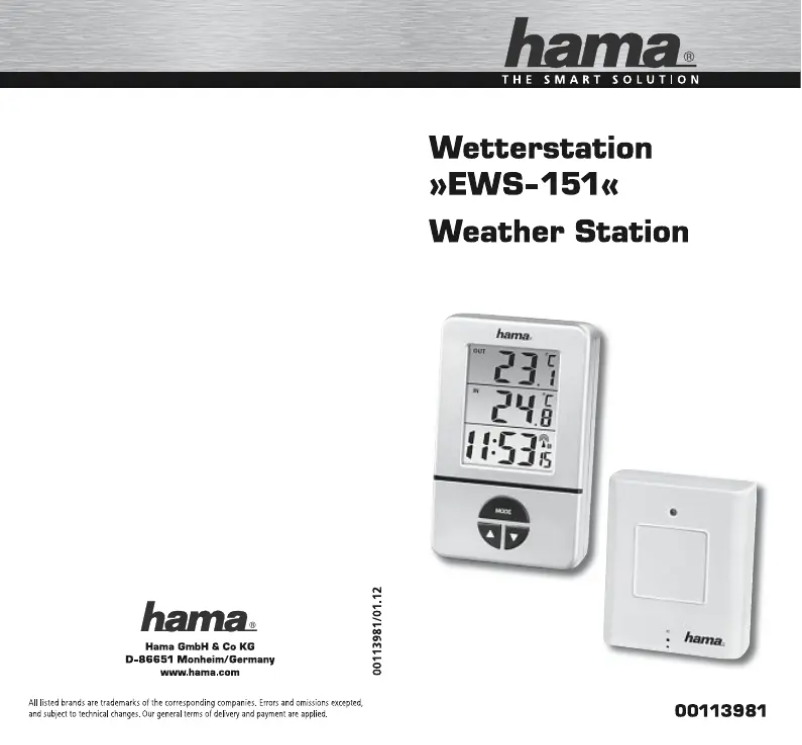 Page 1 de la notice Manuel utilisateur Hama EWS-151