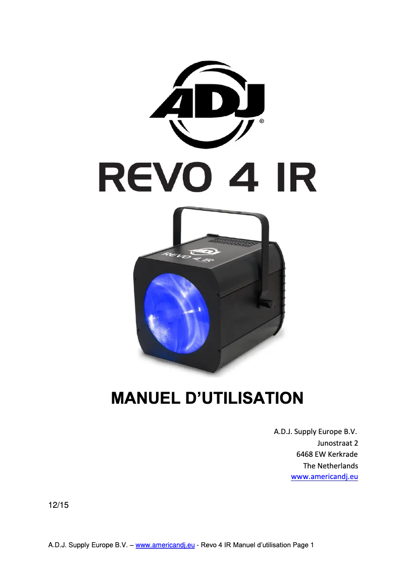 Page 1 de la notice Manuel utilisateur Adj Revo 4 IR