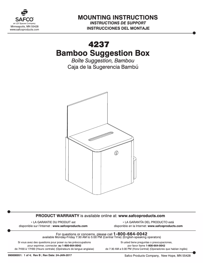 Page 1 de la notice Manuel utilisateur Safco 4237