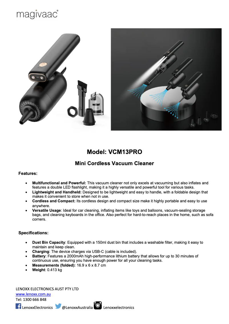 Image de la première page du manuel de l'appareil VCM13PRO