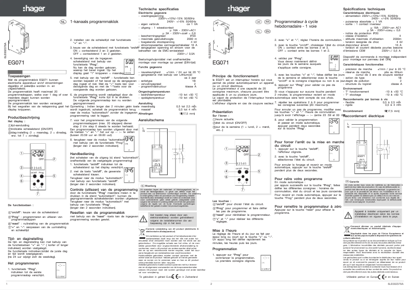 Image de la première page du manuel de l'appareil EG071