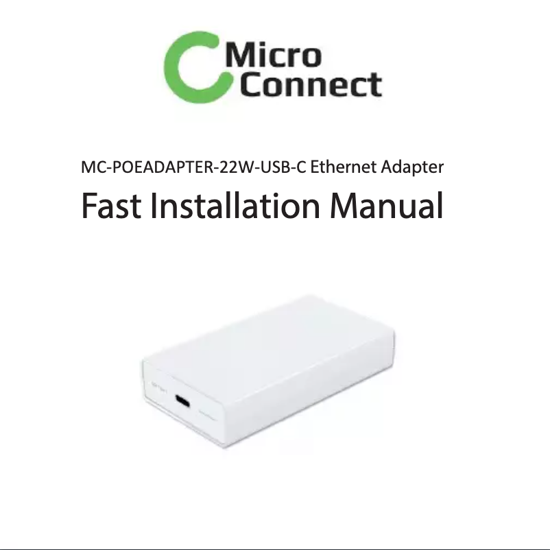 Page n°1 - Manuel utilisateur Micro Connect MC-POEADAPTER-22W-USB-C