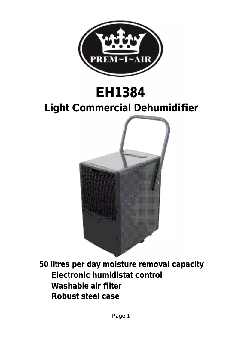 Page n°1 - Manuel utilisateur Prem-I-Air EH1384