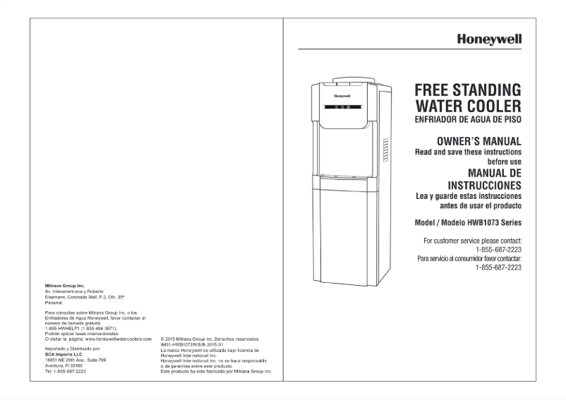 Page n°1 - Manuel utilisateur Honeywell HWB1073S