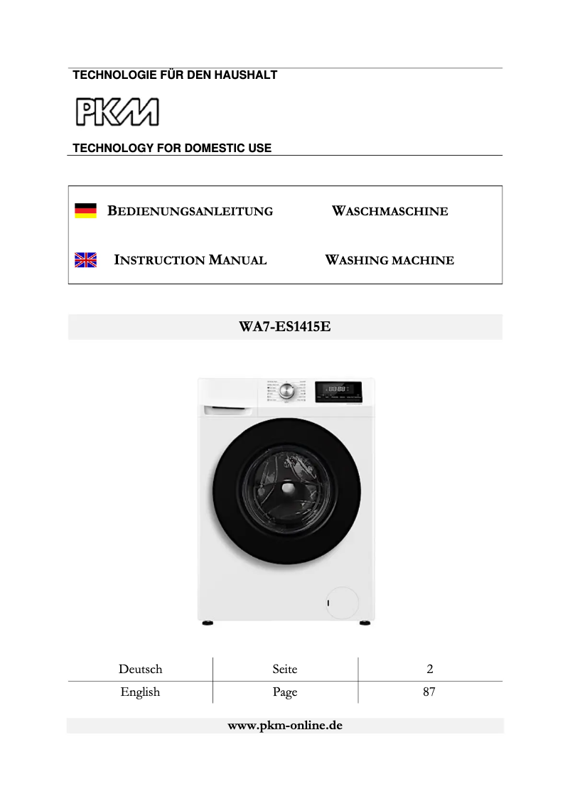 Page 1 de la notice Manuel utilisateur PKM WA7-ES1415E