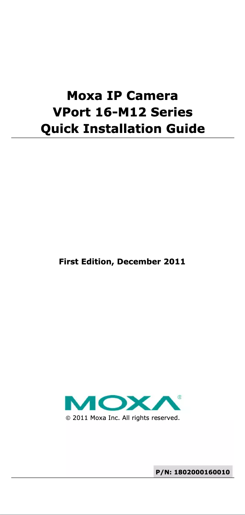 Page 1 de la notice Manuel utilisateur Moxa VPort 16-M12-CAM3L5460N