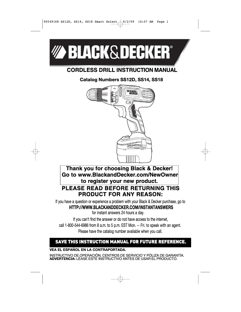 Page 1 de la notice Manuel utilisateur Black & Decker SS18C