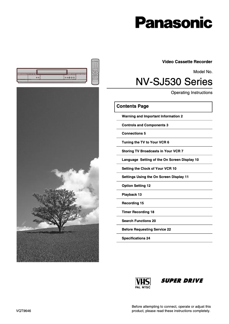 Image de la première page du manuel de l'appareil NV-SJ530