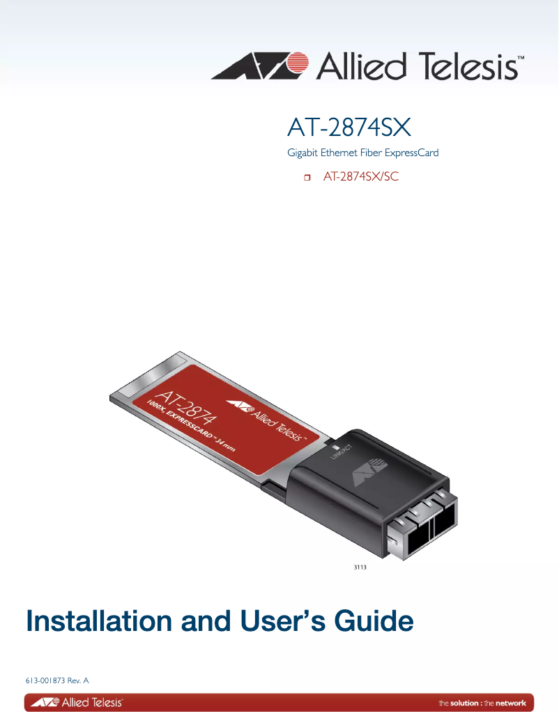 Page 1 de la notice Manuel utilisateur Allied Telesis AT-2874SX