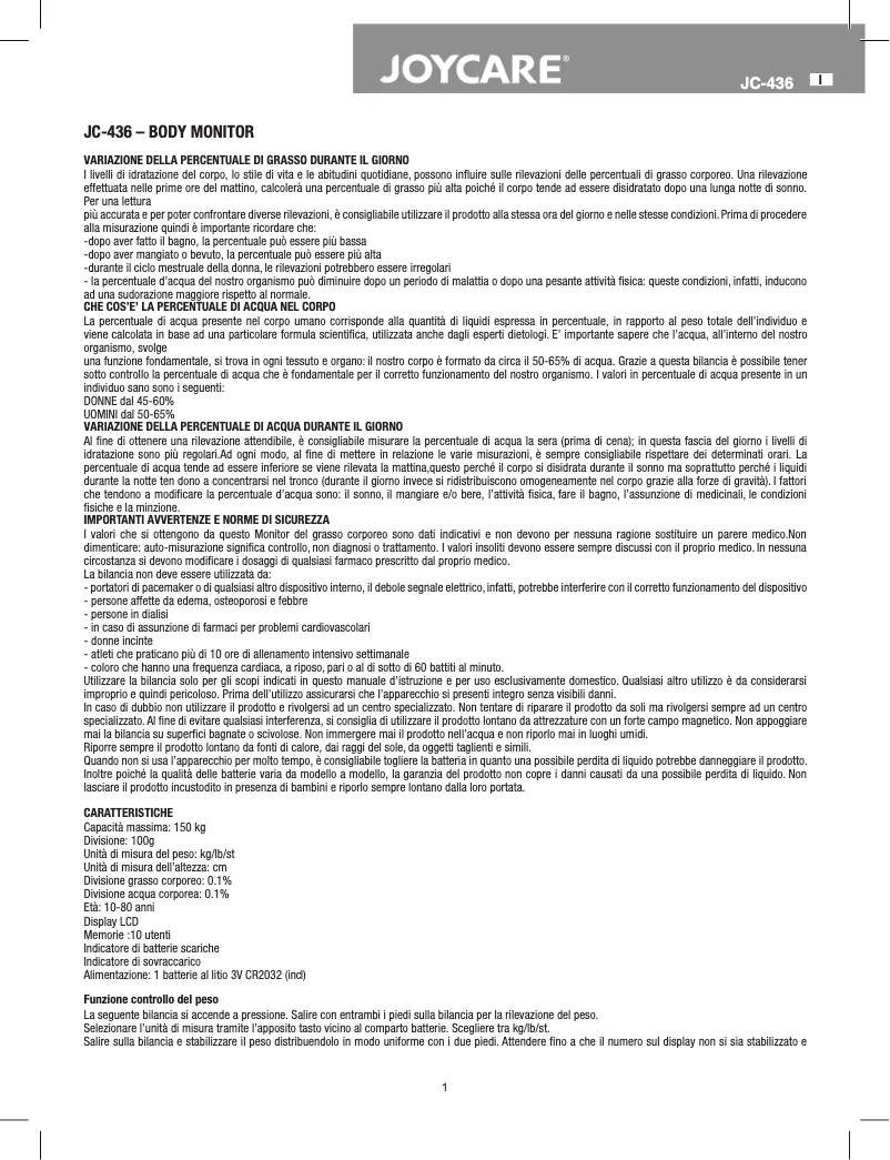 Image de la première page du manuel de l'appareil JC-436
