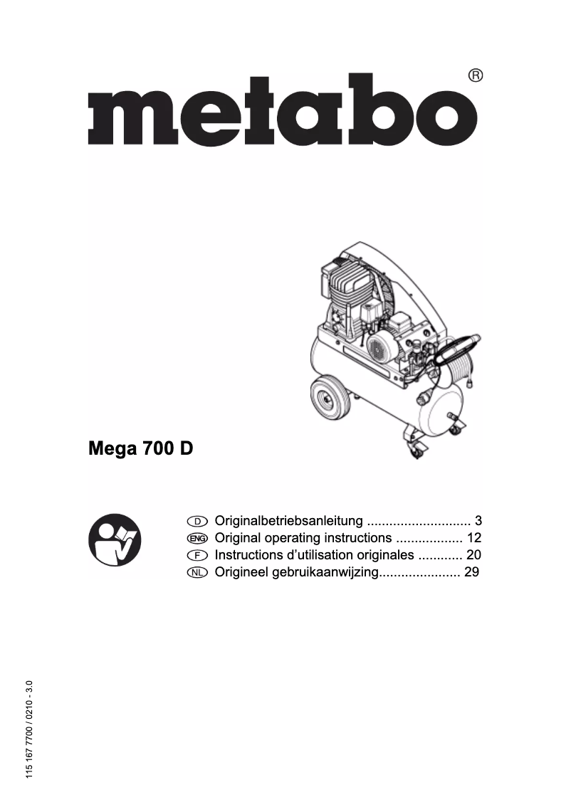 Page 1 de la notice Manuel utilisateur Metabo MEGA 700 D