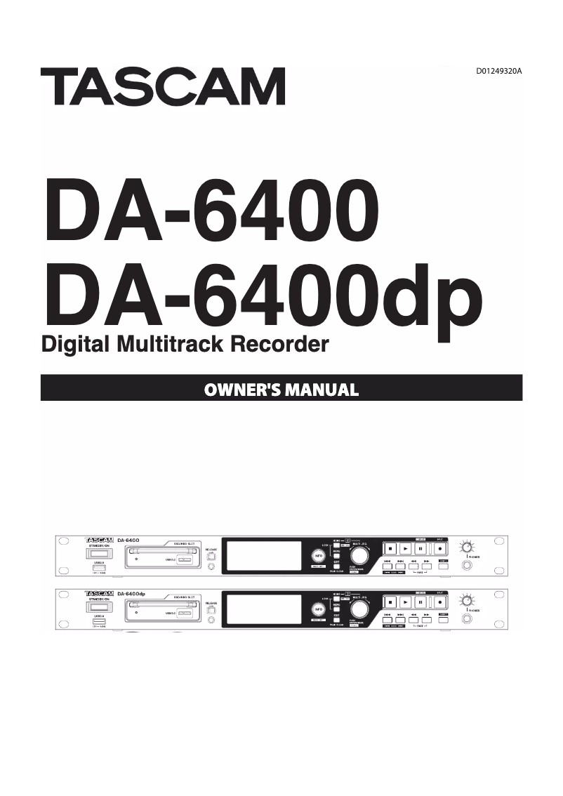 Image de la première page du manuel de l'appareil DA-6400DP