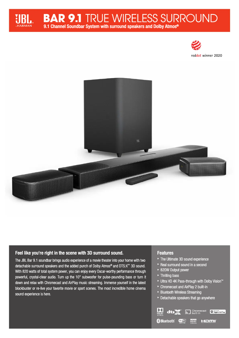 Image de la première page du manuel de l'appareil Bar 9.1 TWS