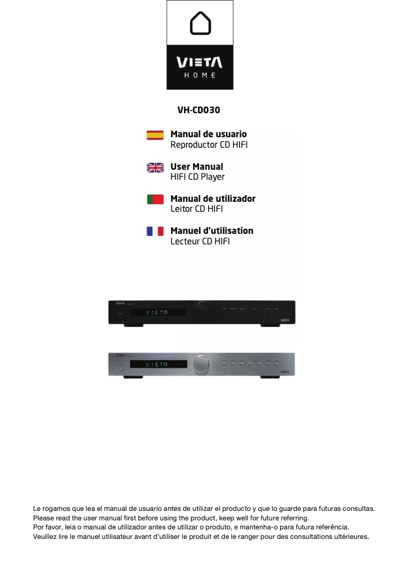 Page 1 de la notice Manuel utilisateur Vieta VH-CD030