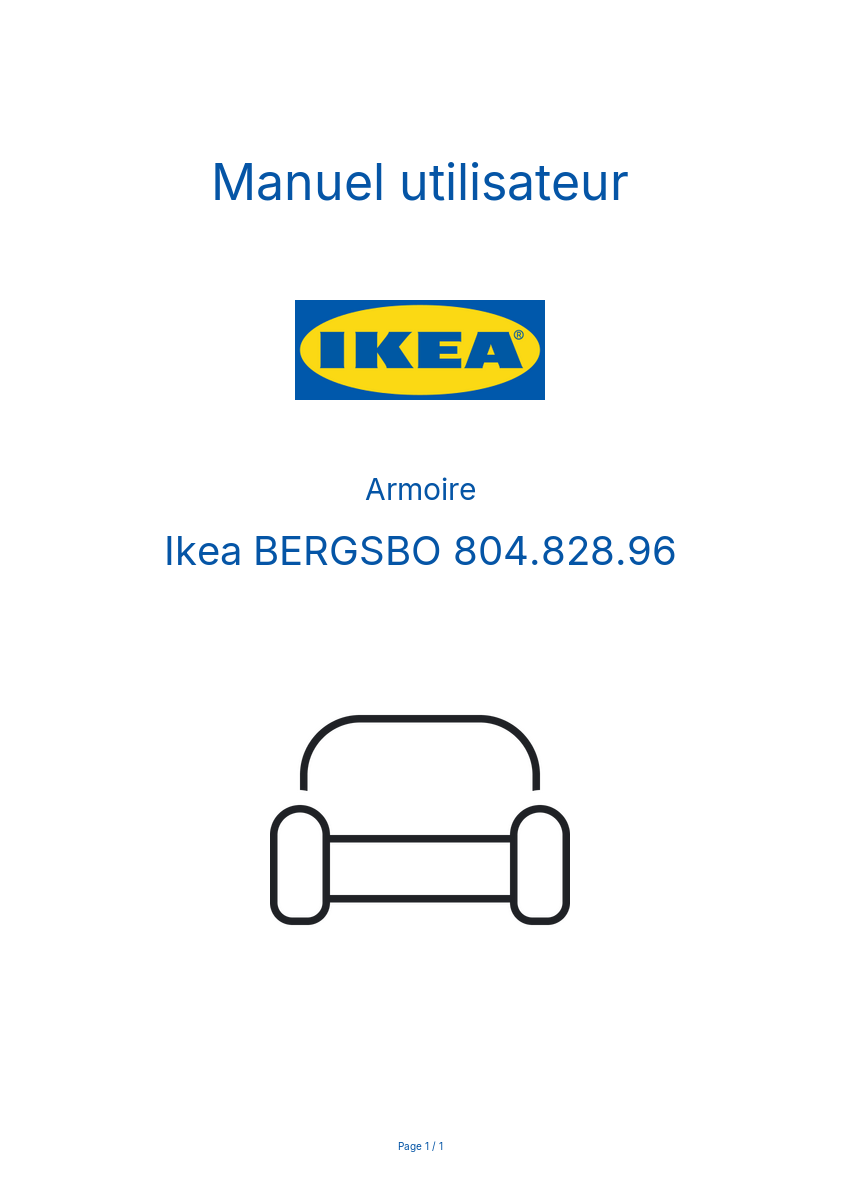 Page 1 de la notice Manuel utilisateur Ikea BERGSBO 804.828.96