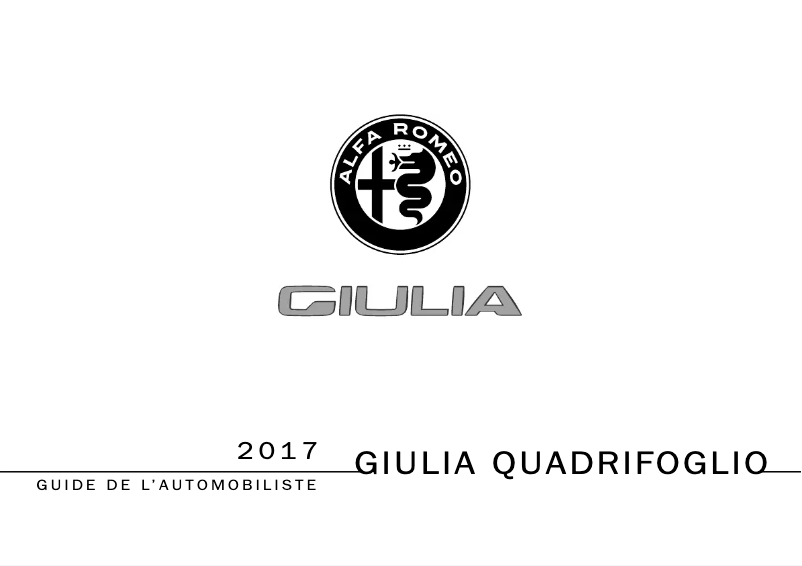 Page 1 de la notice Manuel utilisateur Alfa Romeo Giulia Quadrifoglio (2017)