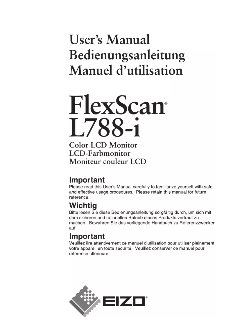 Page 1 de la notice Manuel utilisateur Eizo FlexScan L788-i